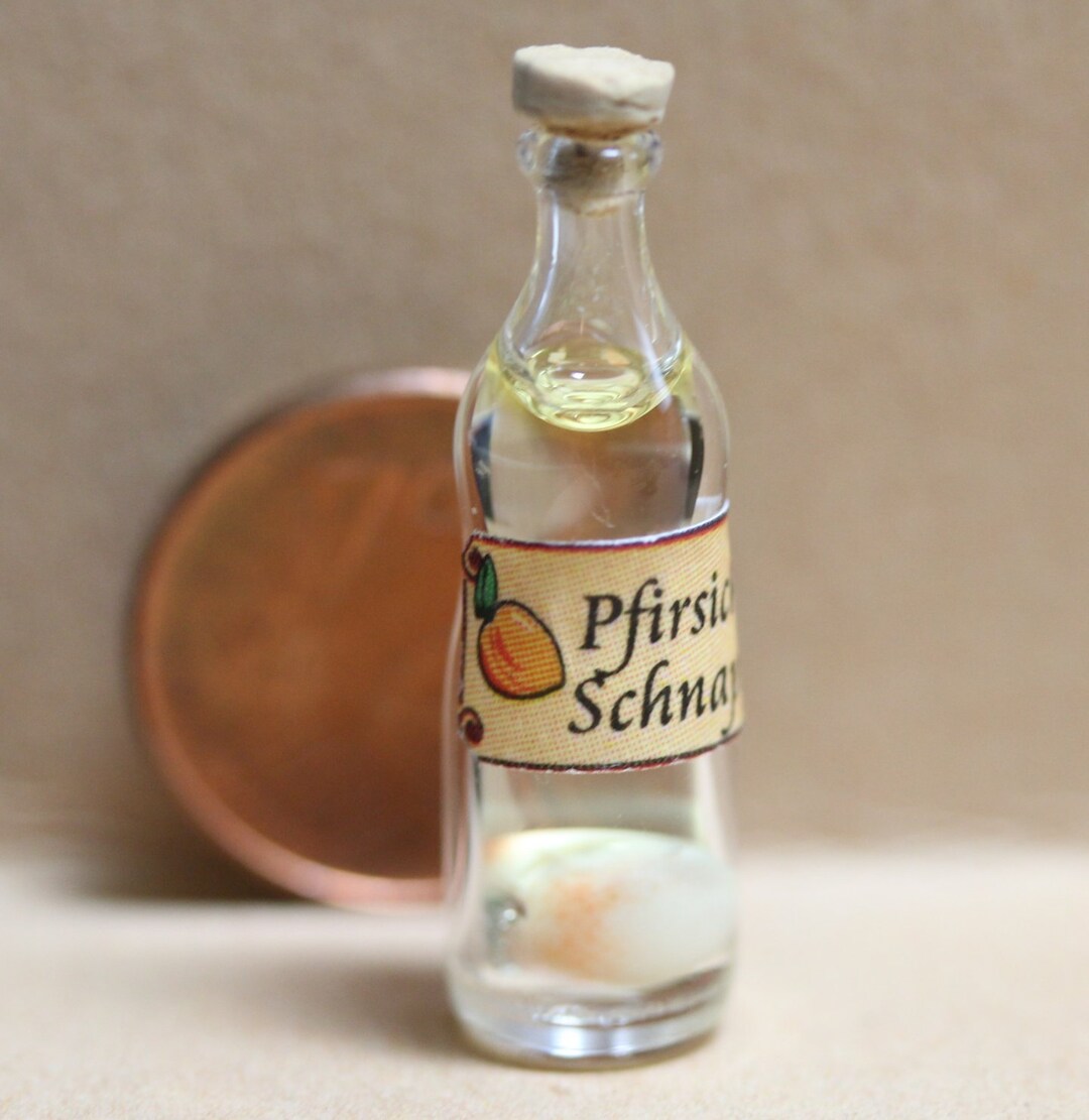 Snapps Mini 1 Glass Miniature, Scale 1:12 Bottle Filled With peach Schnapps - Etsy