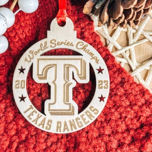 2023 World Series Champions, &quot;Big Tex&quot; Texas Rangers Christmas Ornaments, Xmas Tree Decor, Birch Wood Engraved Ornament, Rangers Baseball