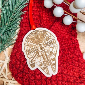 Millennium Falcon - Star Wars Christmas Ornament | Laser Engraved Wood Ornament | Keepsake Christmas Ornament 2022 | Christmas Tree Decor