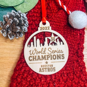Houston Astros Skyline 2022 World Series Meister Weihnachten Ornament | Christbaumschmuck | Houston Texas