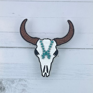 Bull skull with turquoise necklace Freshie