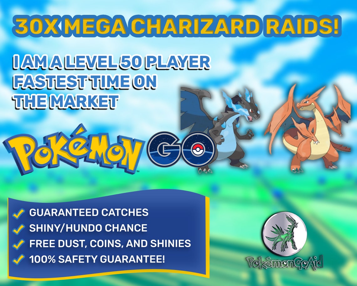 Pokemon Go Mega Charizard Raids 30x Shiny Hundos FREE Etsy