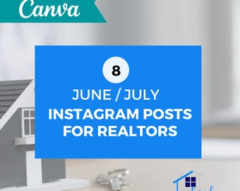 June and July Real Estate Social Media Posts | Real Estate Instagram Posts | Realtor Posts | Real Estate Marketing Templates | Editable