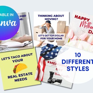 Real Estate Social Media Templates, Real Estate May May Content, Realtor Instagram Posts, Real Estate Marketing, Real Estate Templates