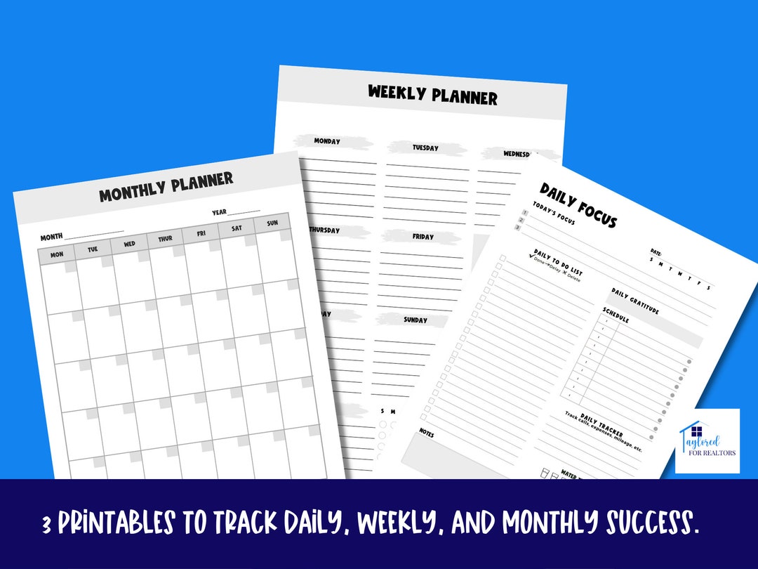 Printable Daily, Weekly, Monthly Planners | INSTANT DOWNLOAD | Goal ...