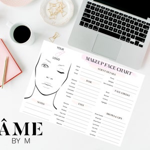EDITABLE Makeup Artist Face Chart with Logo, Makeup Artist Form, Makeup Consultation Face Chart, Makeup Consent Form, Customise in Canva