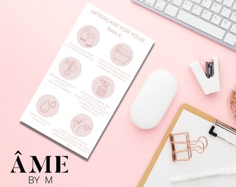 Nails Aftercare Card, Manicure Aftercare Card, Aftercare for Nails, Gel Nails, Nail Extensions, After Care Card, INSTANT DOWNLOAD