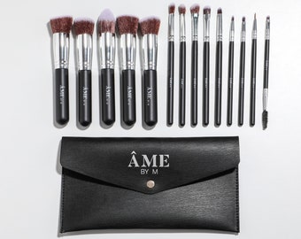 Makeup Brushes, Makeup Brush Set, 14PCS Black Silver Professional Vegan with Makeup Bag, Makeup brush case, Beauty