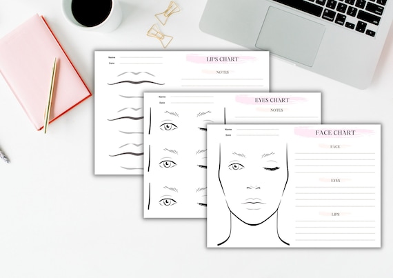 Makeup Artist Templates Set, Makeup Practice Sheets, Makeup Artist Face Chart, Freelance Makeup Form, Makeup Artist Form, INSTANT DOWNLOAD