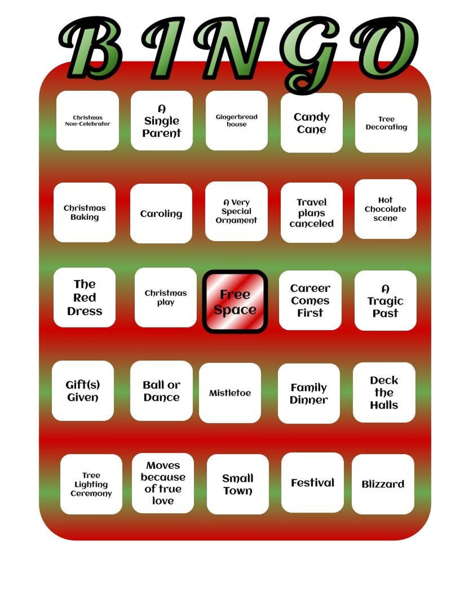 Free Printable Hallmark Christmas Movie Bingo Cards