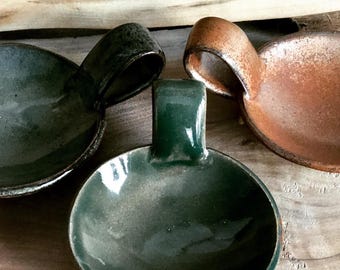 Handmade Loop Incense Burner Dish: Custom Glazed Sage Holder