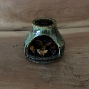 Quemador de Palo Santo de cerámica hecho a mano: Chimenea con esmaltado personalizado imagen 7