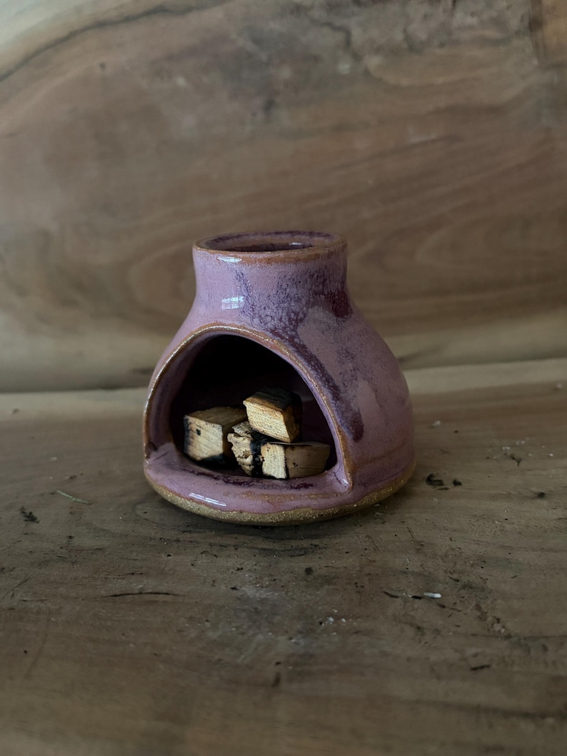 Quemador de Palo Santo de cerámica hecho a mano: Chimenea con esmaltado personalizado imagen 5