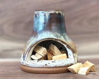 Handmade Ceramic Palo Santo Burner: Custom Glaze Chiminea