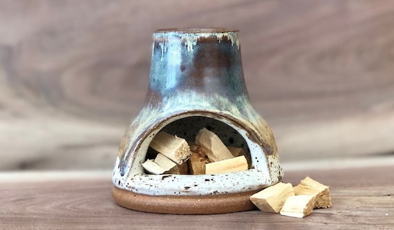 Handmade Ceramic Palo Santo Burner: Custom Glaze Chiminea