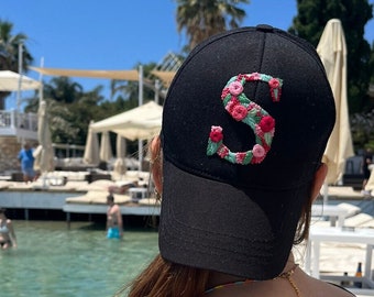 Custom made embroidery letter cap | black cap | personalize hat