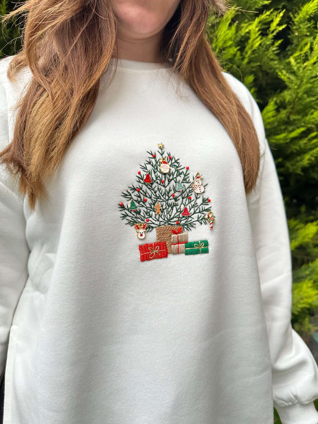 Christmas Tree Sweatshirt / Unique Design Christmas Tree Hand Etsy