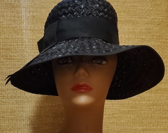 Straw Wide Brim Sun Hat Vintage