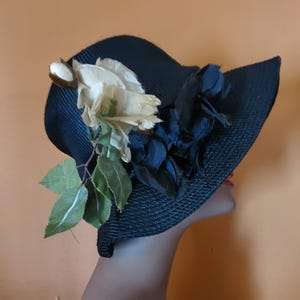 Vintage Black Straw Flapper Hat