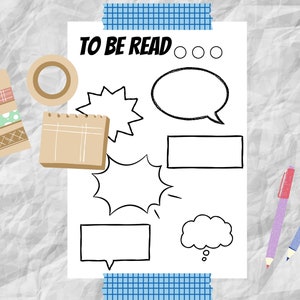 Comic Book To Be Read, Bullet Journal Spread, BuJo Spread, Bullet Journal Printable, Printable Template, Planner Printable, Planner Template