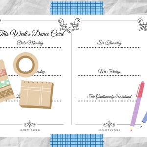 Regency Inspired Weekly Spread For Bujo, Bullet Journal Spread, BuJo Spread, Bullet Journal Printable, Printable Template, Planner Printable