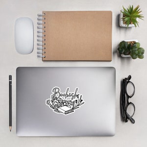 Blasenfreie Aufkleber für Bücherwurm // Reader Bujo Aufkleber, Blumenbücher, Bücher und Blumen, Kindle Abziehbild, Leselaptopaufkleber, Bücherwagenaufkleber