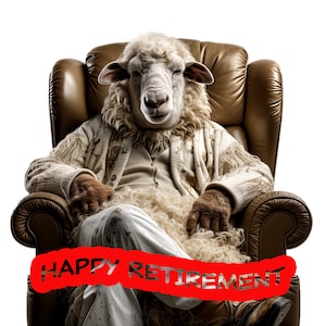 Sheep in armchair, funny RETIREMENT card for sheep farmers, card for sheep shearers
