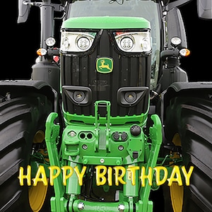 Cartão de feliz aniversário do trator John Deere