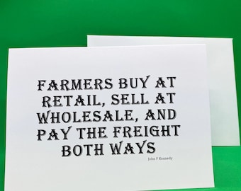 Farming card, funny humour, farmers birthday/ Christmas farming quote by Kennedy