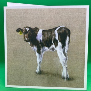 Cartão em branco para gado holstein de bezerro leiteiro cartão de aniversário de fazendeiros