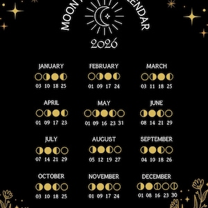 2026 Moon Phase Calendar PDF | Printable Download - Etsy