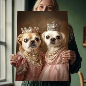 Custom Royal Pet Portrait, Two Dog Portrait, Renaissance Dog Painting, Royal Dog Portrait, Gift for Pets, Wall Art
