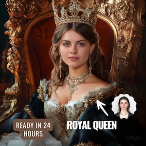 Custom Royal Queen Portrait from Photo | Grandma Gift Personalized | Historical Portrait | Renaissance Portrait | Christmas Gift