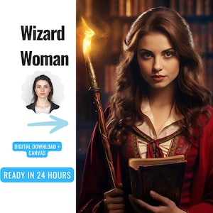 Custom Realistic Wizard Woman Portrait , Personalized Portraits , Custom Wizard Portrait from Photo , Unique Birthday Gift