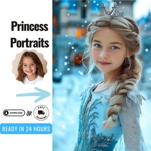 Gepersonaliseerd portret Elsa, portret prinses, portret prinses aangepast, verjaardagscadeau voor kinderen, Elsa Gifts