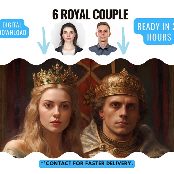 Custom Royal Couple Portrait from Photo | Historical Family Portrait | Custom Family Royal Portrait | Anniverse gift