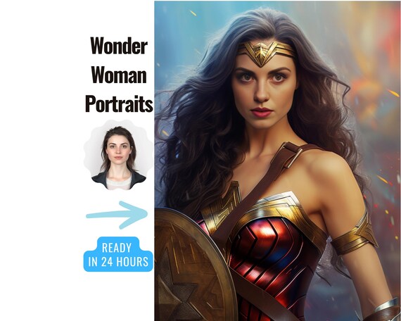 Custom wonderwoman Portrait | Personalized Portraits | Superhero Portrait from Photo | Custom Realistic Superhero | Christmas Gifts