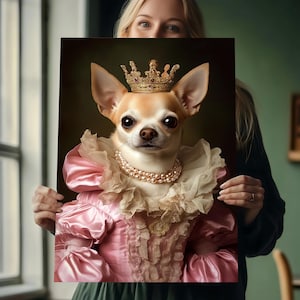 Custom Regal Pet Portrait, Royal Dog Painting, Pet Portrait, Royal Dog Portrait, Pet Portrait gift, Wall Art,Renaissance Pet Portrait