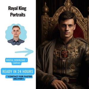 Custom Royal Portrait from Photo | Renaissance Portrait | Historical Portrait Custom Man Portrait | Canvas Print | Valentine's Day gift