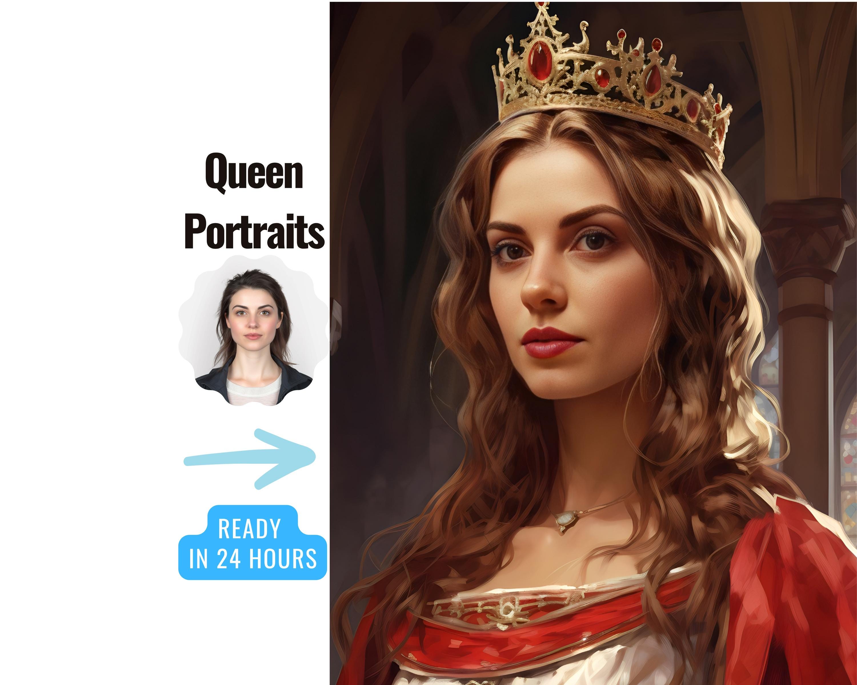 Custom Queen Royal Portrait from Photo | Renaissance Portrait | Historical Portrait Custom Women Portrait | Canvas Print | Christmas Gifts