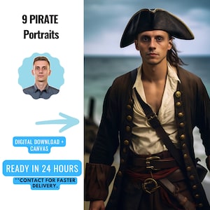 Custom Pirate Portrait from Photo | Pirate Portrait | Historical Portrait Custom Portrait | Personalized Canvas  | Digital download