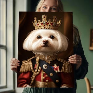 Royal Pet Portrait, Custom Oil Painting on Canvas, Personalized Pet Gift, King Queen Pet Art, Renaissance Pet Painting