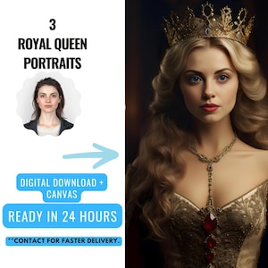 Custom Queen Royal Portrait from Photo | Renaissance Portrait | Historical Portrait Custom Women Portrait | Canvas Print | Digital download