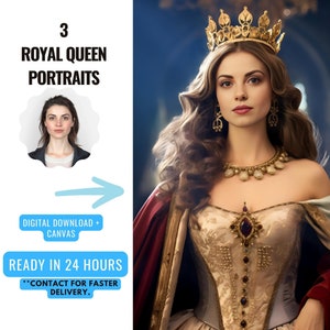 Custom Queen Royal Portrait from Photo | Renaissance Portrait | Historical Portrait Custom Women Portrait | Canvas Print | Digital Download