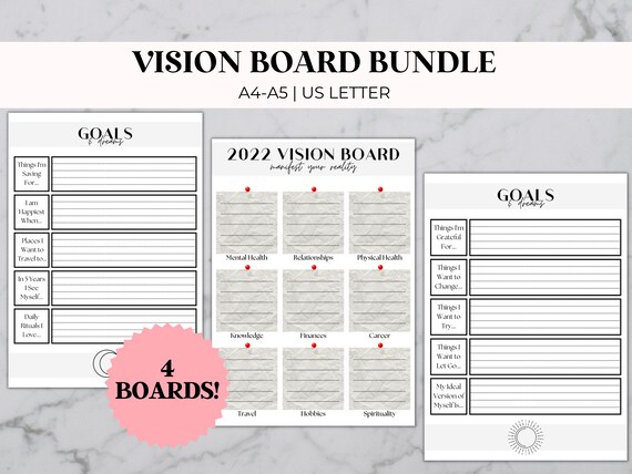 2022 Vision Board Printables Law of Attraction Life Goals | Etsy