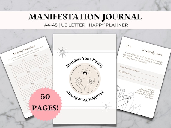 Manifestation Journal Printables Law of Attraction Goal Setting Planner  Mindfulness Journal Self Help Journal 