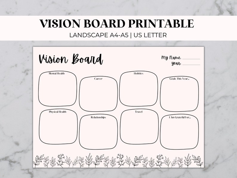 Vision Board Printables Law of Attraction Board - Etsy