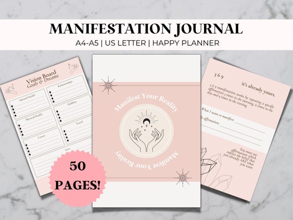 Manifestation Journal Printables Law of Attraction Goal Setting Planner  Mindfulness Journal Self Help Journal 