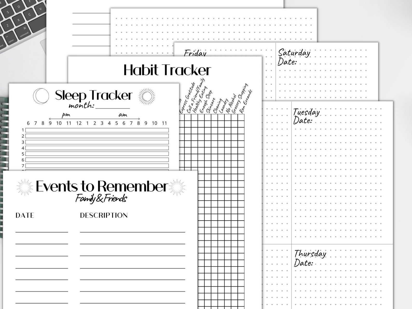 Bullet Journal Printables BUJO Printables Bundle Dot Grid - Etsy