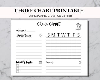 Responsibility Chore Chart Printables | Weekly Chores | Daily Chores | Kids Routine Chart